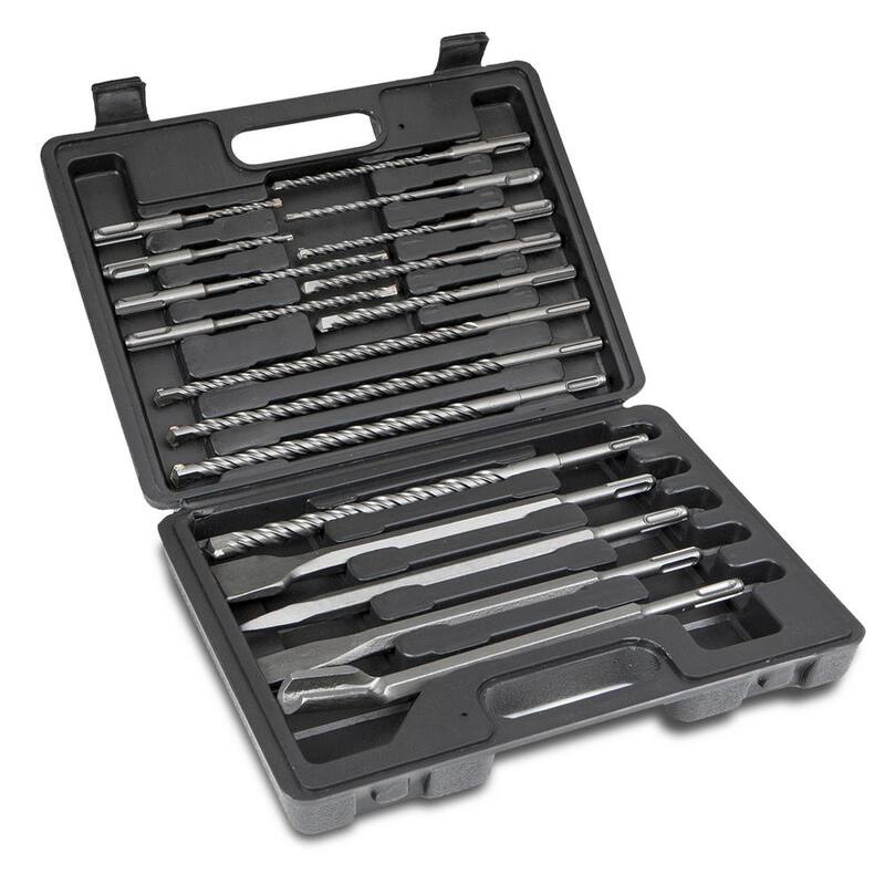 Set de Brocas Métricas para Taladro Rotativo y Cincel de Carburo de Tungsteno XtremepowerUS SDS-Plus (17 piezas) - 32605-XP
