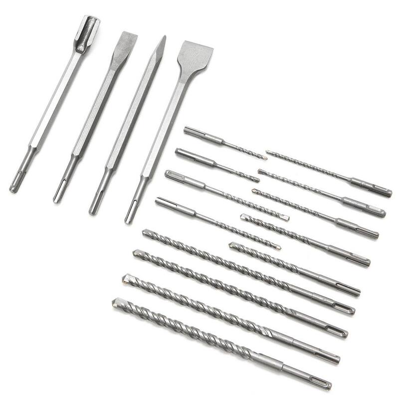 Set de Brocas Métricas para Taladro Rotativo y Cincel de Carburo de Tungsteno XtremepowerUS SDS-Plus (17 piezas) - 32605-XP