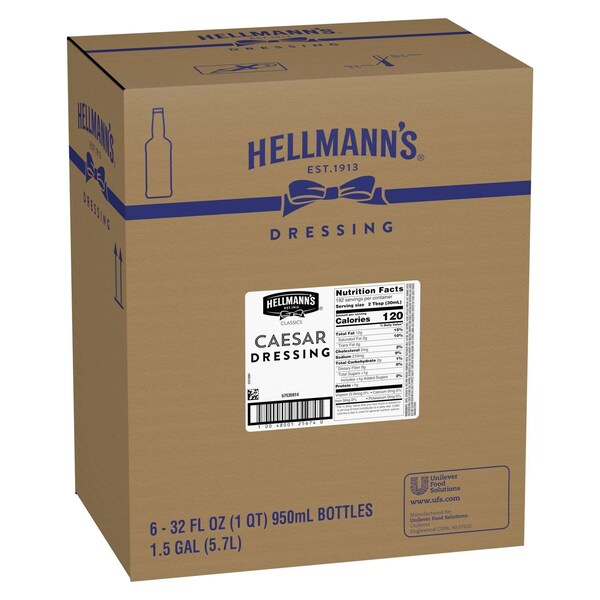 Hellmanns Cesar Salad Dressing Salad Bar Bottles 32 fl. oz., PK6 - 4800125674