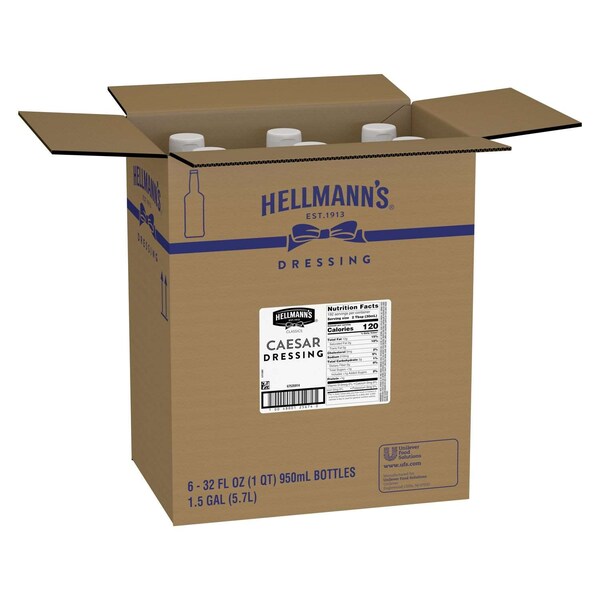 Hellmanns Cesar Salad Dressing Salad Bar Bottles 32 fl. oz., PK6 - 4800125674