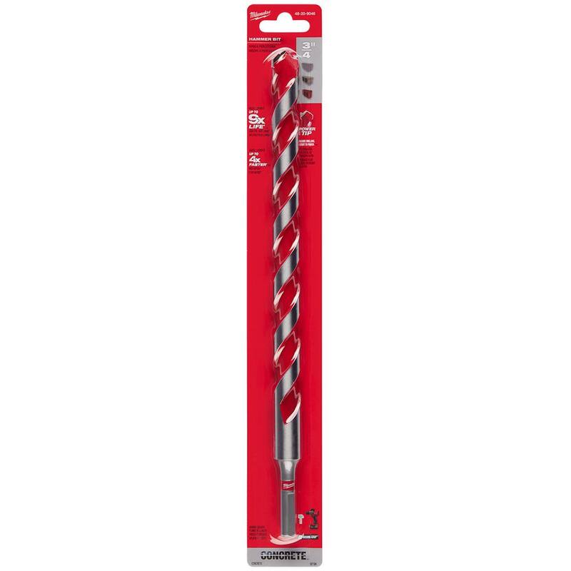 Broca de martillo de carburo Milwaukee de 3/4 pulgadas x 10 pulgadas x 12 pulgadas - 48-20-9046