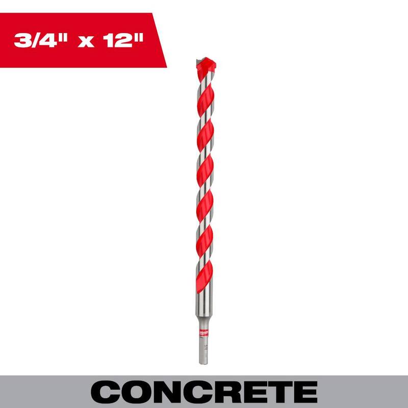 Broca de martillo de carburo Milwaukee de 3/4 pulgadas x 10 pulgadas x 12 pulgadas - 48-20-9046