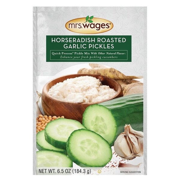 Mrs. Wages Quick Process Pickle Mix, Horseradish Roasted Garlic Flavor, 6.5 oz - W667-J7425