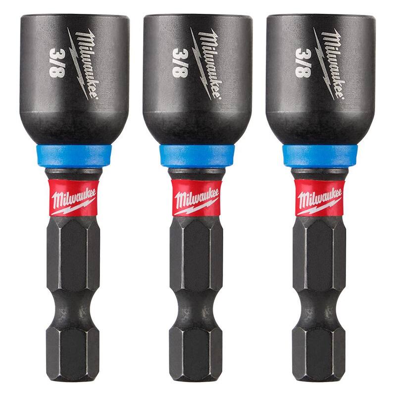 Milwaukee SHOCKWAVE Impact Duty 3/8 in. x 1-7/8 in. Alloy Steel Magnetic Nut Driver (Paquete de 3) - 49-66-4525