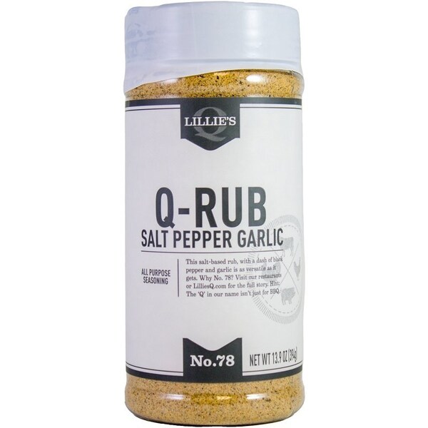 Lillies Q Q-Rub, Salt, Pepper, Garlic, 7.9 oz Jar - LQ00112-C