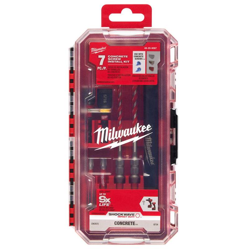 Kit de instalación de tornillos de concreto para taladro martillo de carburo de Milwaukee (7 piezas) - 48-20-9097