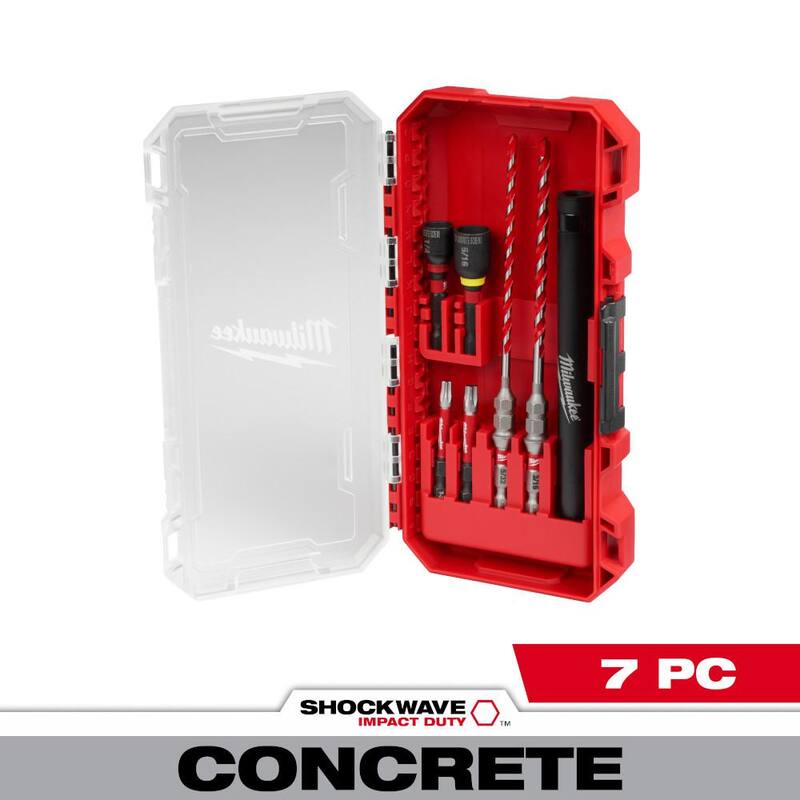 Kit de instalación de tornillos de concreto para taladro martillo de carburo de Milwaukee (7 piezas) - 48-20-9097