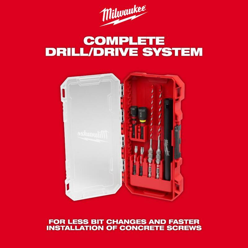 Kit de instalación de tornillos de concreto para taladro martillo de carburo de Milwaukee (7 piezas) - 48-20-9097