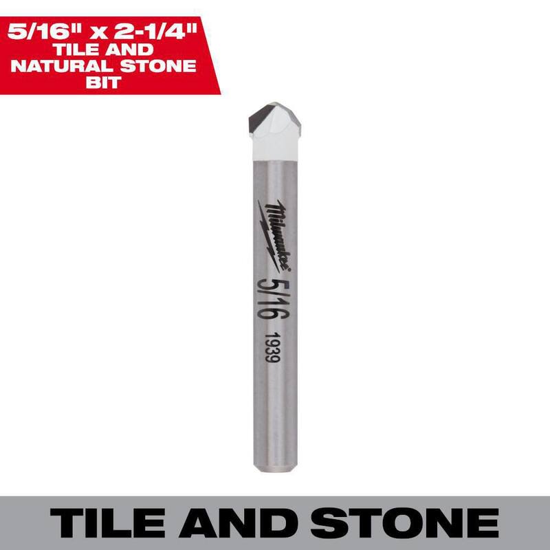 Broca de carburo de 5/16 pulgadas de Milwaukee para perforar piedra natural, granito, pizarra, cerámica y azulejos de vidrio - 48-20-8993