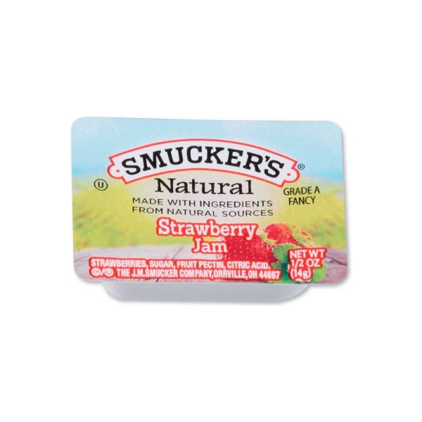 Smuckers Smucker's Natural Jam, 0.5 oz Container, Strawberry, 200/Carton - SMU8201