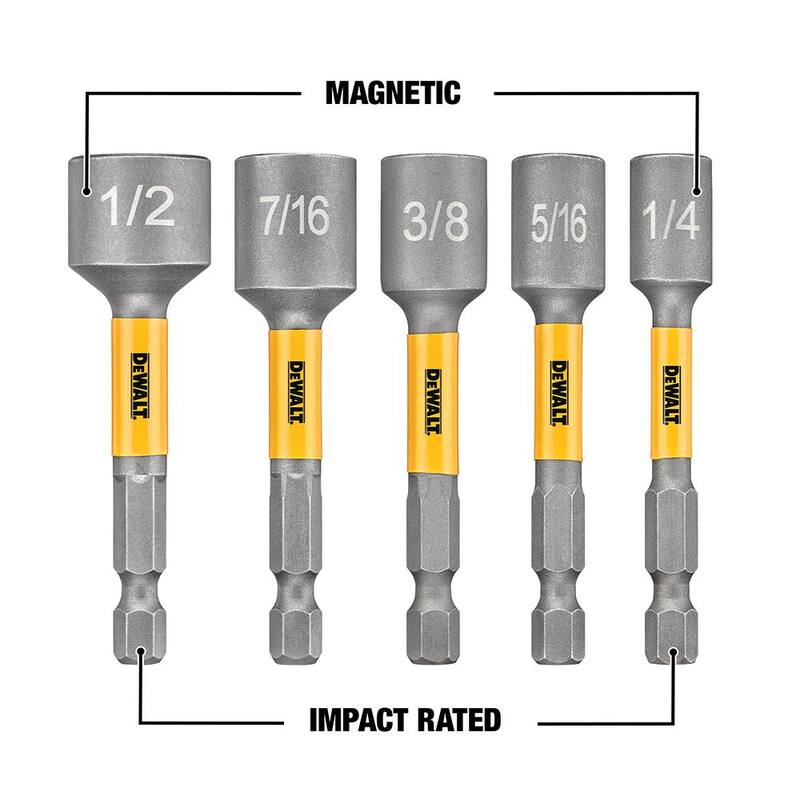 Juego de brocas para conducir tuercas de acero DEWALT MAX IMPACT (5 piezas) - DWATNDMI5