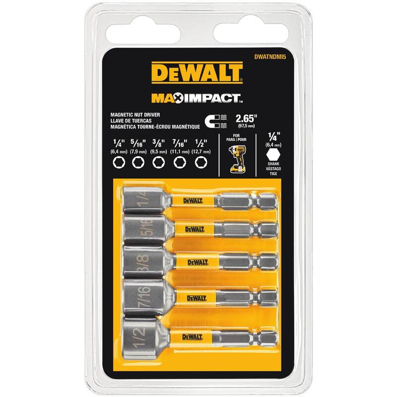 Juego de brocas para conducir tuercas de acero DEWALT MAX IMPACT (5 piezas) - DWATNDMI5