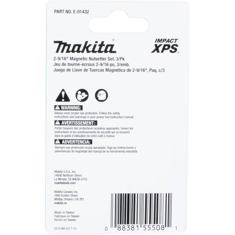 Makita IMPACT XPS 2-9/16 in. Magnetic Nutsetter Mix 3/PK (Conjunto de 3 piezas) - E-01432