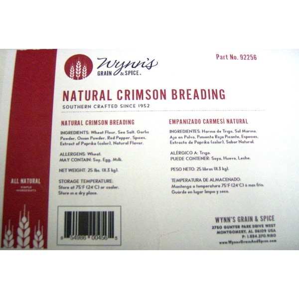 Wynns Grain & Spice Wynn's Grain & Spice Natural Crimson Breading 25lbs - 92256