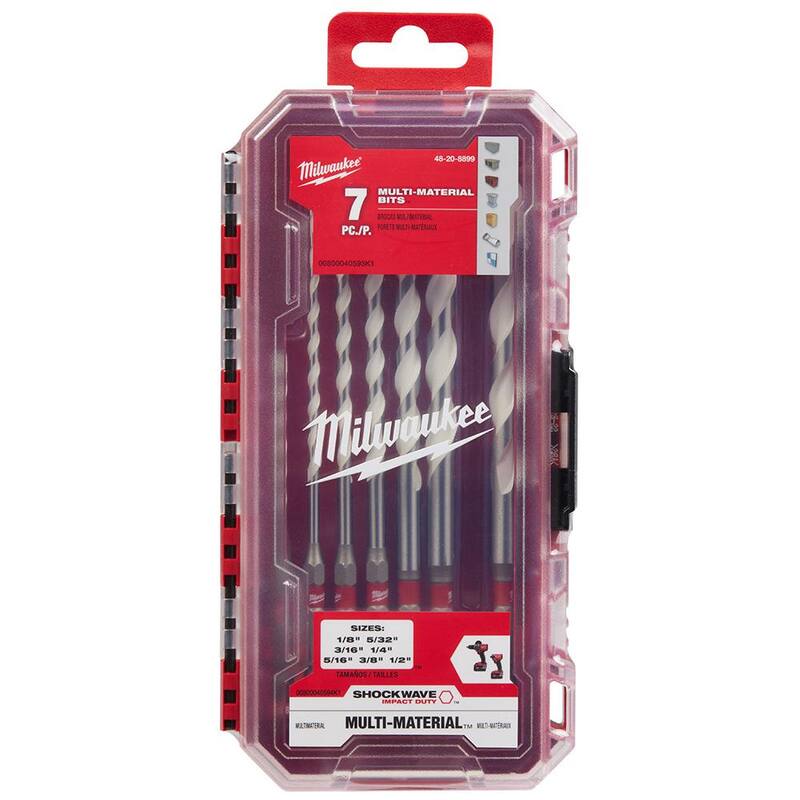 Juego de brocas de percusión de carburo para materiales múltiples Milwaukee SHOCKWAVE (7 piezas) - 48-20-8899