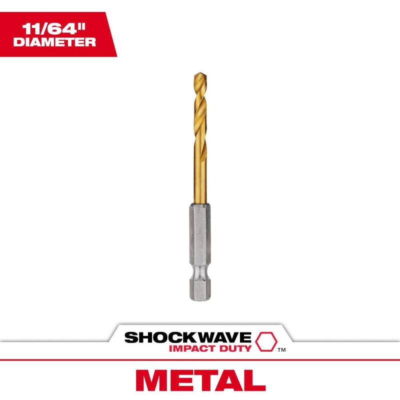 Broca de titanio Milwaukee SHOCKWAVE de 11/64 de pulgada - 48-89-4608