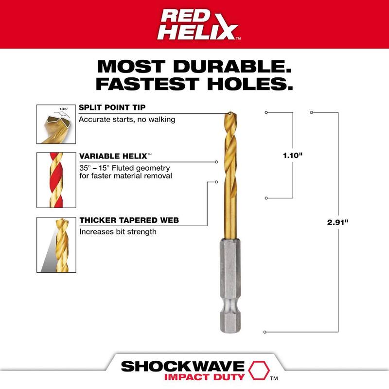 Broca de titanio Milwaukee SHOCKWAVE de 11/64 de pulgada - 48-89-4608