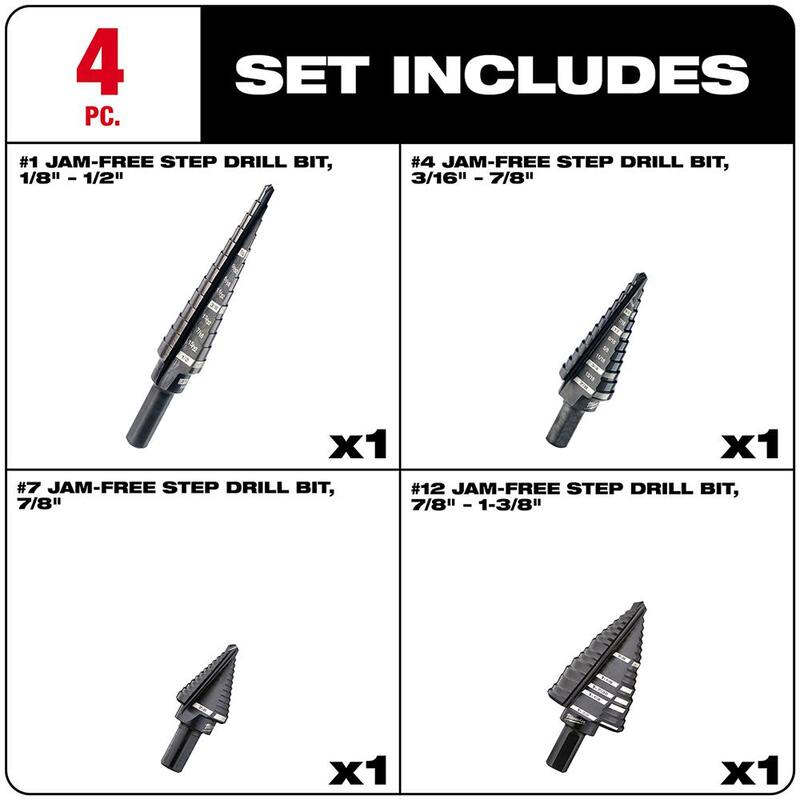 Set de brocas escalonadas de óxido negro Milwaukee (4 piezas) - 48-89-9223