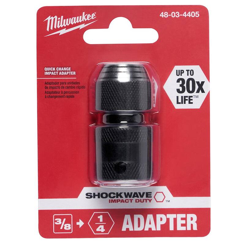 Adaptador de impacto Shockwave de 3/8 pulgadas cuadradas x 1/4 pulgadas hexagonales - 48-03-4405