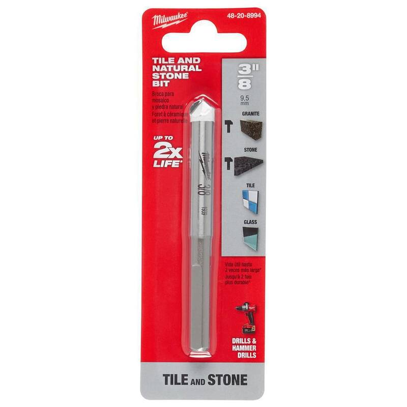 Broca de carburo de 3/8 pulg. de Milwaukee para perforar piedra natural, granito, pizarra, cerámica y azulejos de vidrio - 48-20-8994