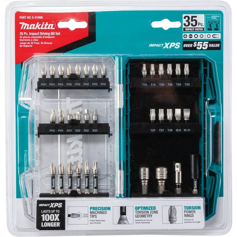 Juego de brocas para taladro de destornillador de acero de aleación clasificado para impacto Makita IMPACT XPS (35 piezas) - E-01666