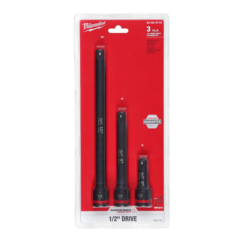 Juego de extensiones de vaso de impacto Milwaukee SHOCKWAVE de 1/2 pulgadas (3 piezas) - 49-66-6715