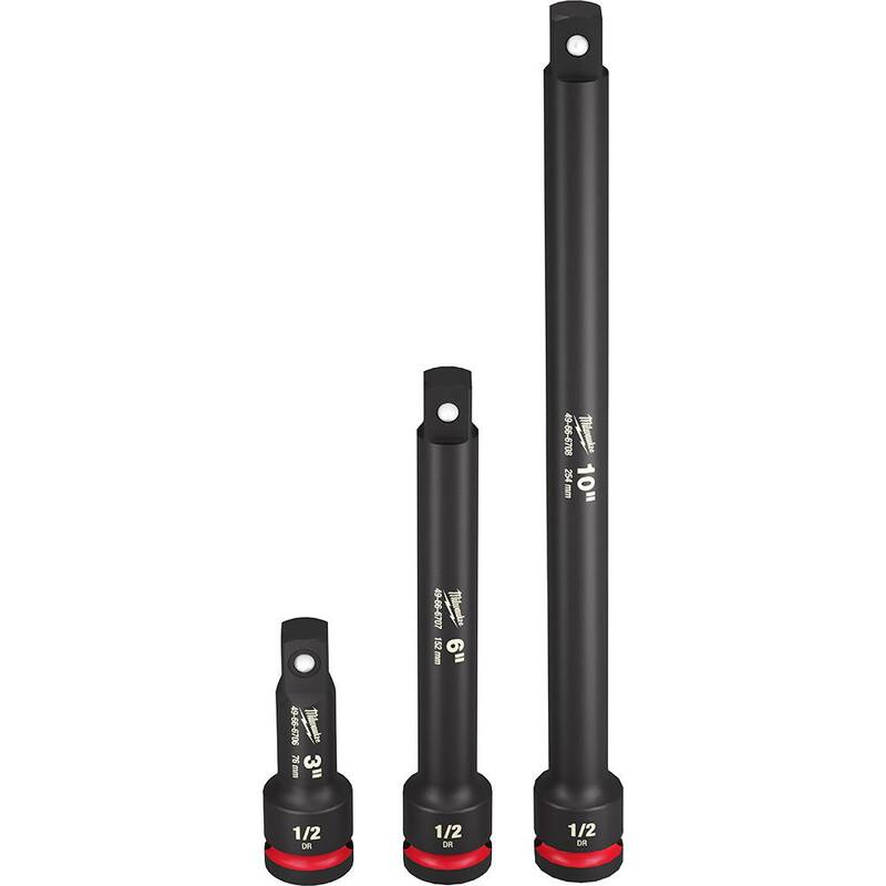 Juego de extensiones de vaso de impacto Milwaukee SHOCKWAVE de 1/2 pulgadas (3 piezas) - 49-66-6715