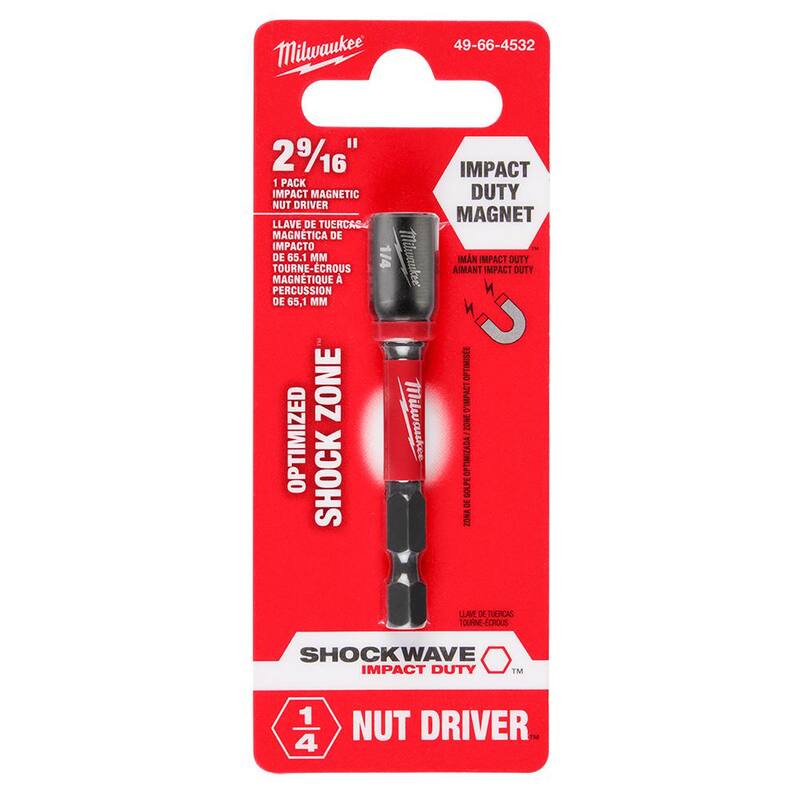 - Llave de tuercas magnética de acero de aleación Milwaukee SHOCKWAVE Impact Duty de 1/4 de pulgada x 2-9/16 pulgadas (paquete de 1) - 49-66-4532