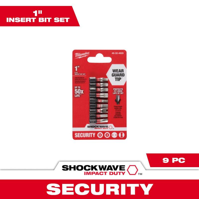 Juego de puntas de desarmador de seguridad de acero de aleación Milwaukee SHOCKWAVE Impact Duty (9 piezas) - 48-32-4620.
