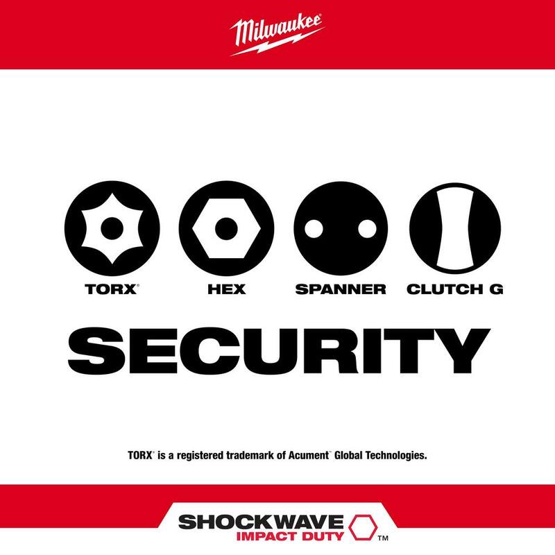 Juego de puntas de desarmador de seguridad de acero de aleación Milwaukee SHOCKWAVE Impact Duty (9 piezas) - 48-32-4620.