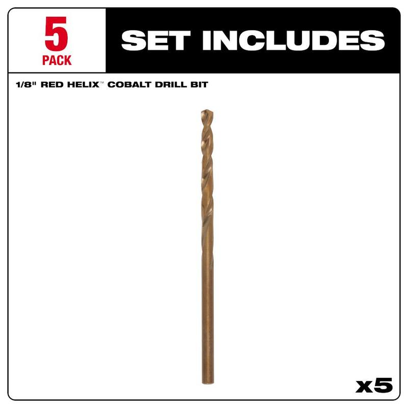 Broca helicoidal de cobalto Milwaukee de 1/8 pulgadas (paquete de 5) - 48-89-2355