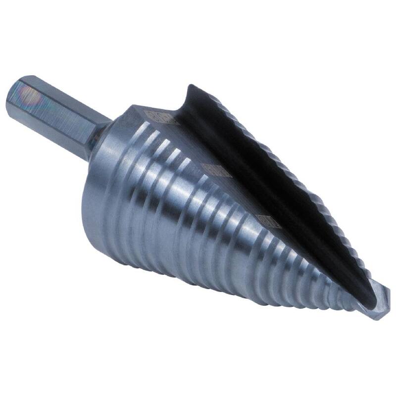 Broca de paso de 3 pasos Klein Tools, de doble flauta, de 7/8 pulgadas a 1-3/8 pulgadas - KTSB15