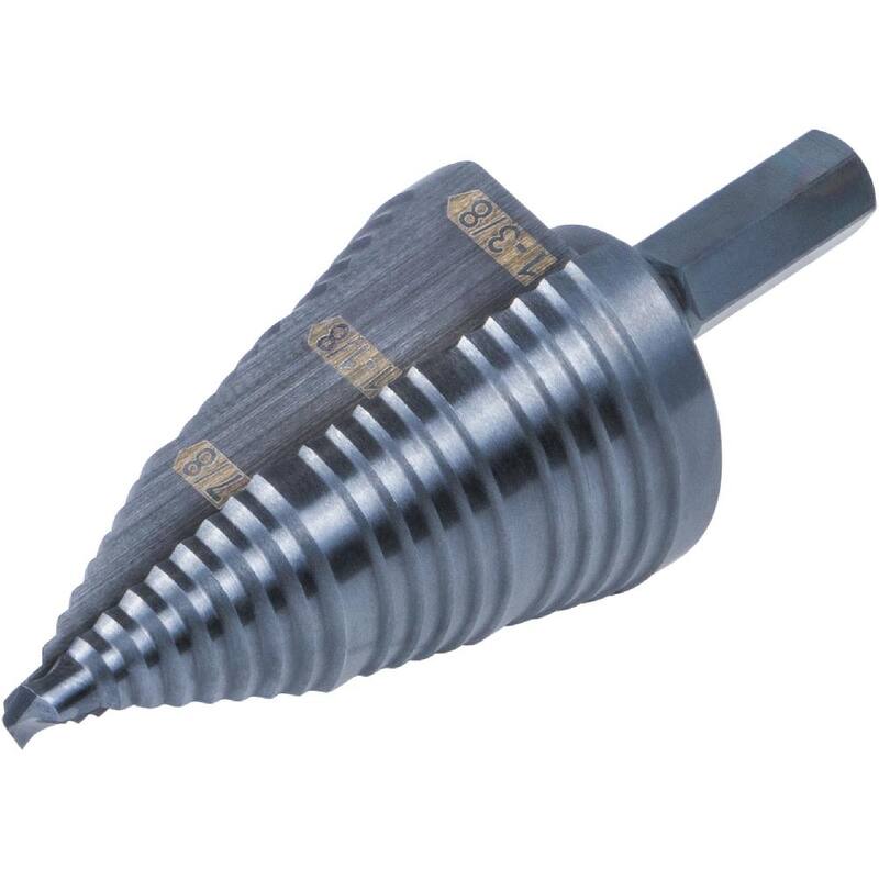 Broca de paso de 3 pasos Klein Tools, de doble flauta, de 7/8 pulgadas a 1-3/8 pulgadas - KTSB15