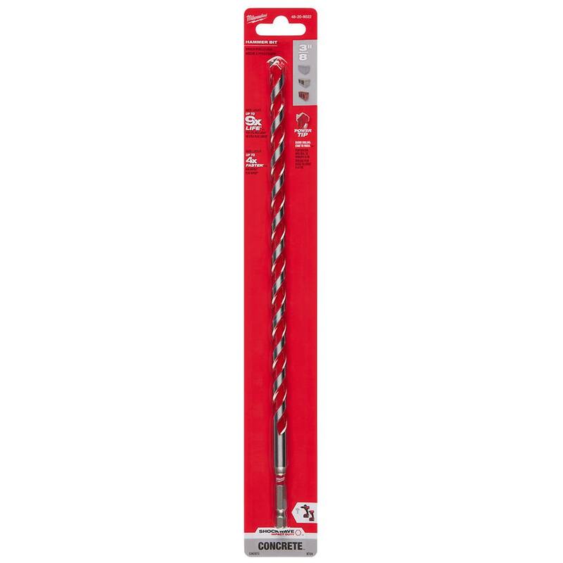 Broca de carburo para taladro de percusión Milwaukee 3/8 pulg. x 10 pulg. x 12 pulg. - 48-20-9022