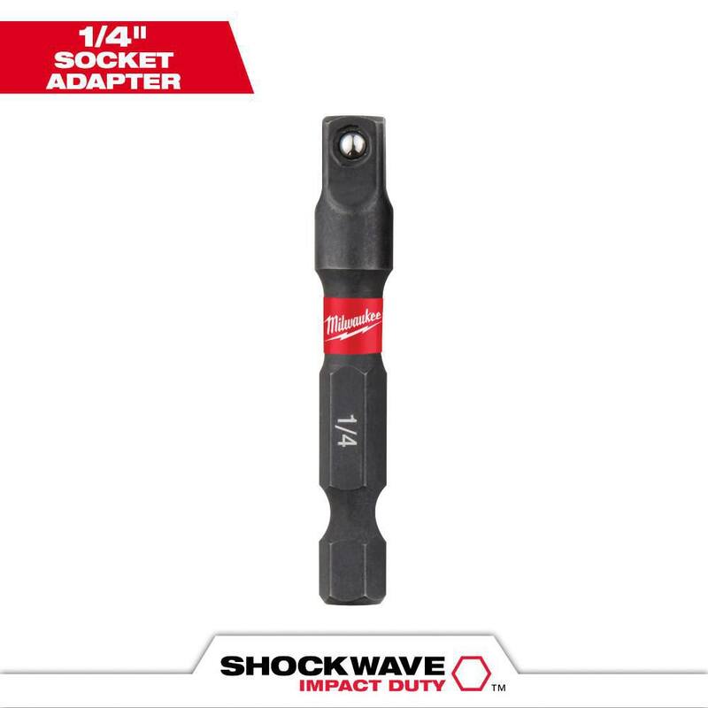 Adaptador de enchufe cuadrado de acero aleado de 1/4 de pulgada x 1/4 de pulgada de Milwaukee SHOCKWAVE Impact Duty - 48-32-5030.