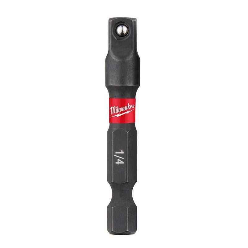 Adaptador de enchufe cuadrado de acero aleado de 1/4 de pulgada x 1/4 de pulgada de Milwaukee SHOCKWAVE Impact Duty - 48-32-5030.