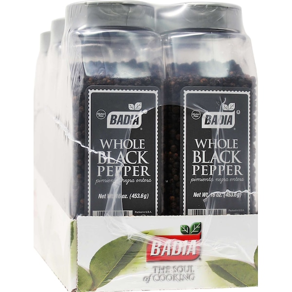 Badia Badia Pepper Black Whole 16 oz. Bottle, PK6 - 90545