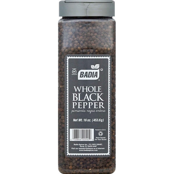 Badia Badia Pepper Black Whole 16 oz. Bottle, PK6 - 90545