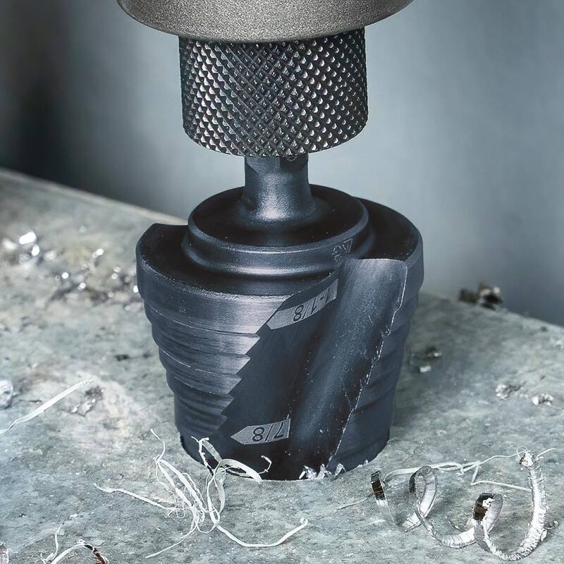 Broca escalonada Klein Tools, liberación rápida, espiral de flauta, 1-1/8 in. - QRST11