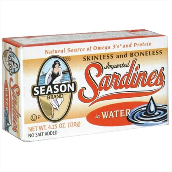 Seasons SARDINE NSA SKLS & BNLS WATER-4.25 OZ, 12PK - 62296