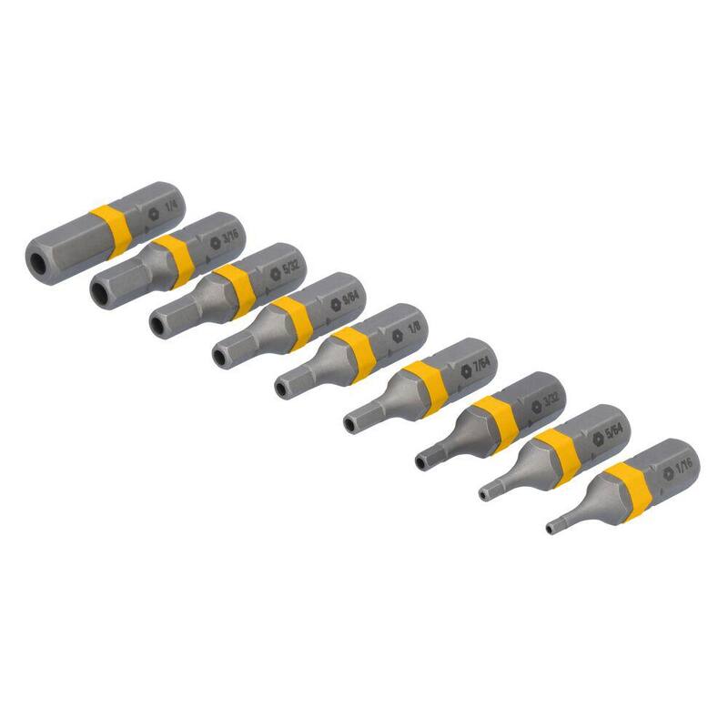 Juego de puntas de destornillador de acero de seguridad hexagonal DEWALT MAXFIT ULTRA de 1 pulgada (9 piezas) - DWAF1HS-9H