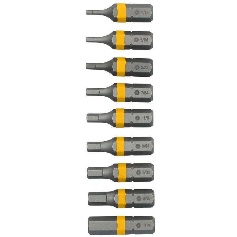 Juego de puntas de destornillador de acero de seguridad hexagonal DEWALT MAXFIT ULTRA de 1 pulgada (9 piezas) - DWAF1HS-9H