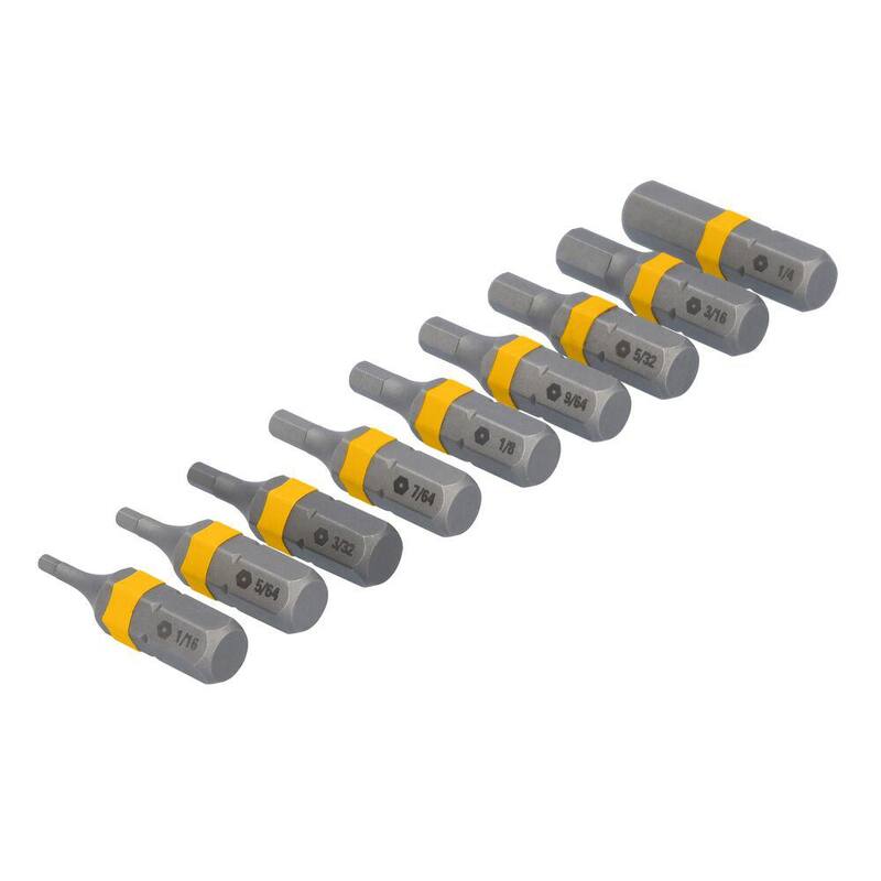 Juego de puntas de destornillador de acero de seguridad hexagonal DEWALT MAXFIT ULTRA de 1 pulgada (9 piezas) - DWAF1HS-9H