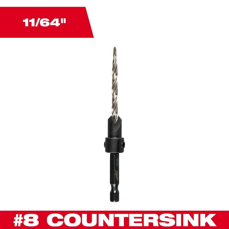 Broca para madera Milwaukee #8 de avellanado de 11/64 pulgadas - 48-13-5001