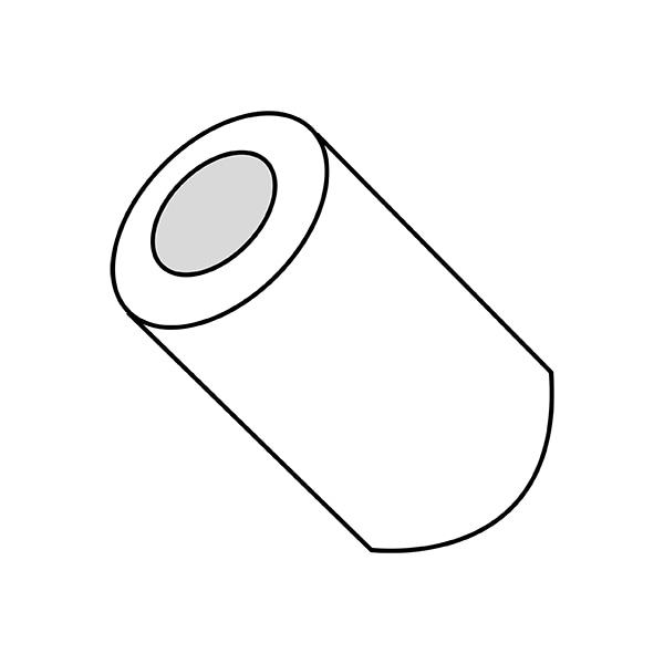 Zoro Select Round Spacers, 8X3/16 #3/8 ROUND, PK1000, #8 Screw Size, Nylon, 3/16 in Overall Lg, 1000 PK - 370308RSN