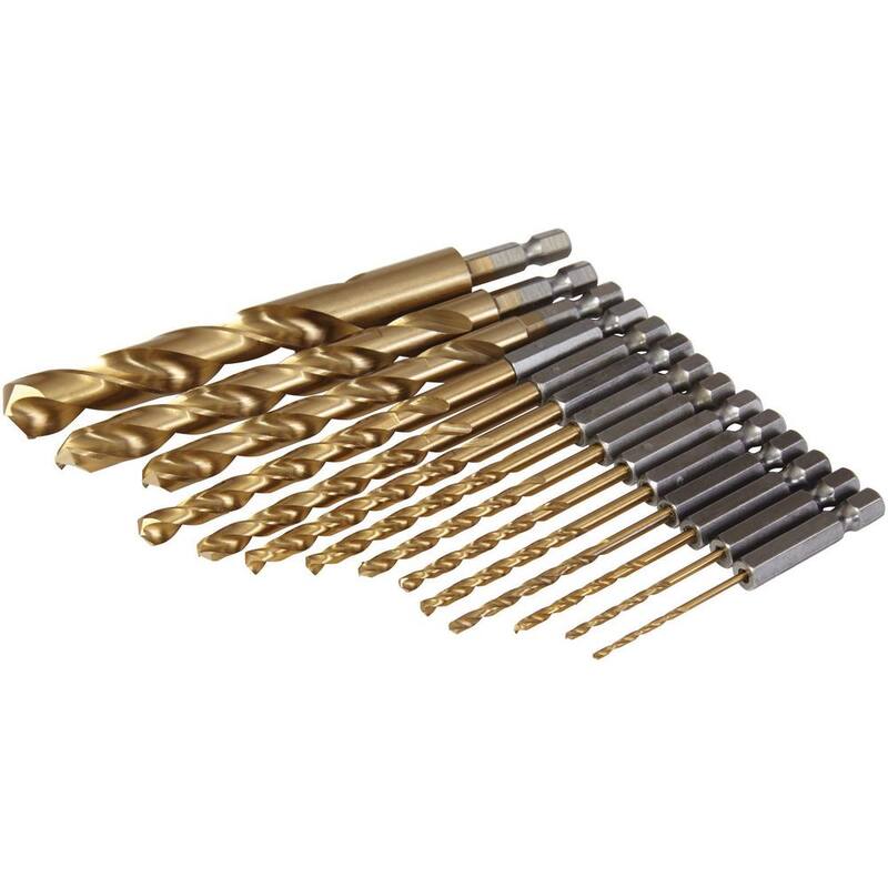 Juego de 14 piezas de brocas de titanio dorado para taladro de 1/4 de pulgada con mango hexagonal - B-65399 de Makita