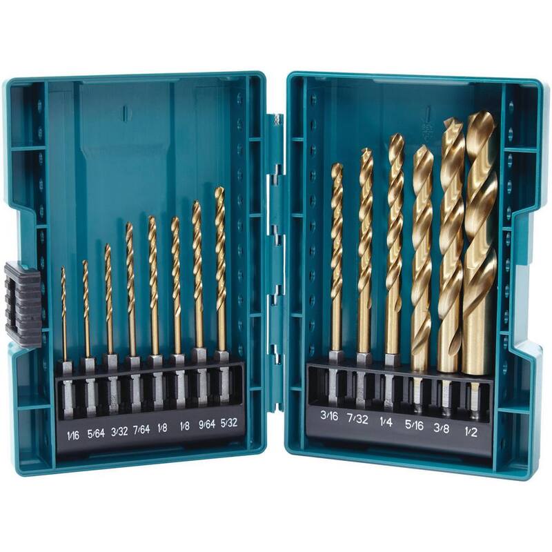 Juego de 14 piezas de brocas de titanio dorado para taladro de 1/4 de pulgada con mango hexagonal - B-65399 de Makita