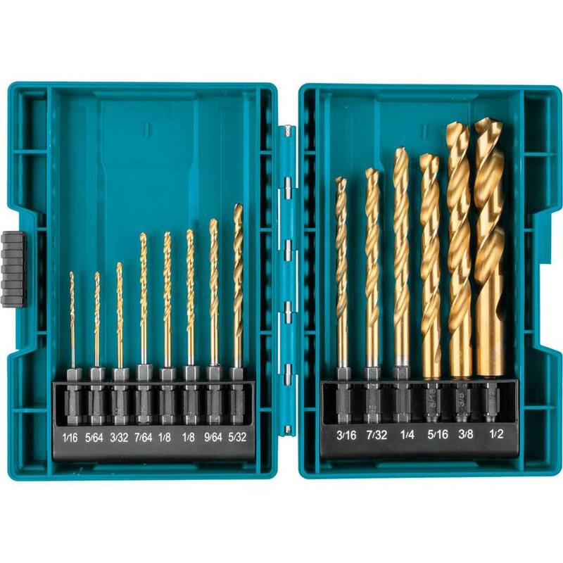 Juego de 14 piezas de brocas de titanio dorado para taladro de 1/4 de pulgada con mango hexagonal - B-65399 de Makita