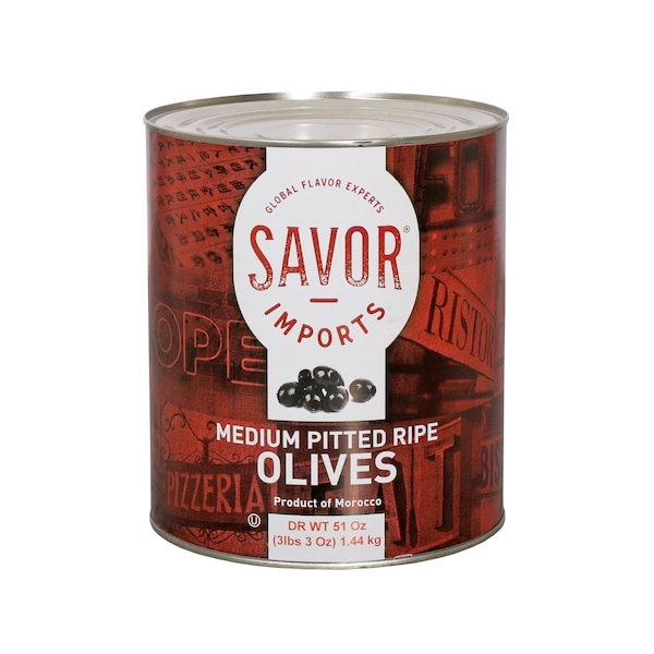 Savor Imports Medium Pitted Ripe Olives No 10 Can, PK6 - 05504