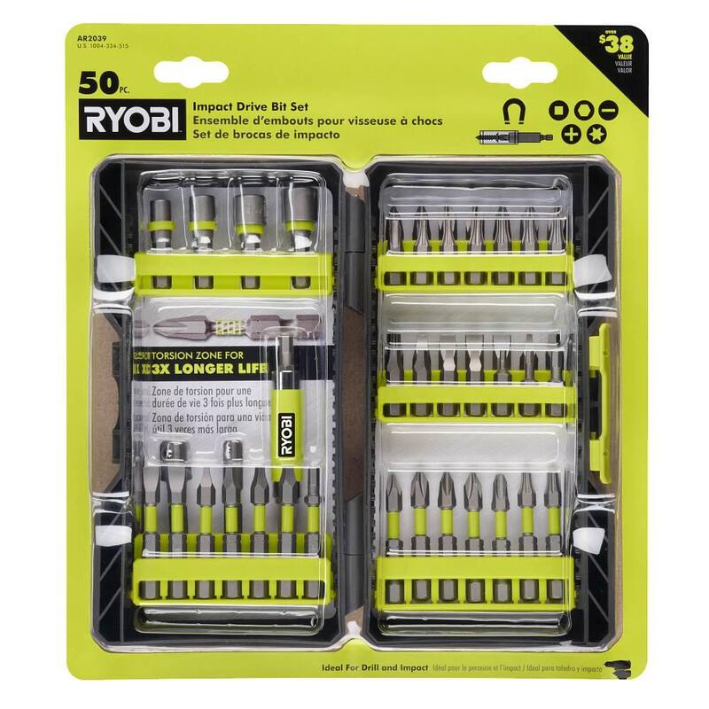 Kit de brocas para taladro con clasificación de impacto RYOBI (50 piezas) - AR2039